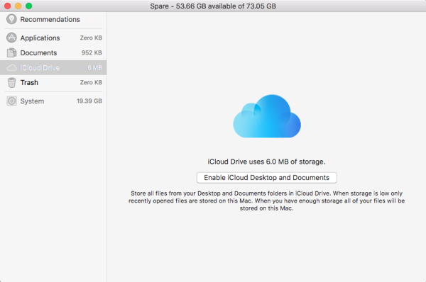 macOS Optimized Storage > iCloud Drive