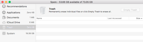 macOS Optimized Storage > Trash